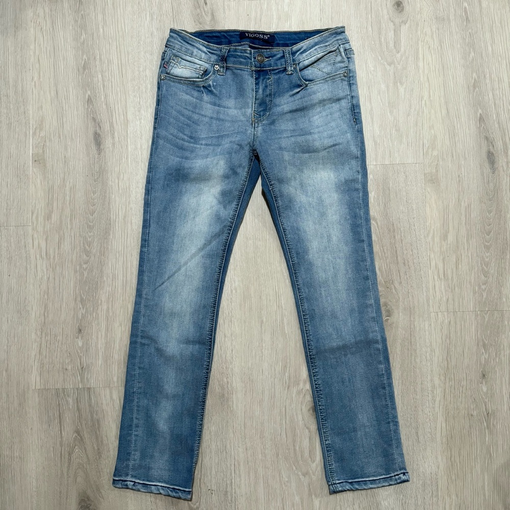 Kids Vigoss Girls Medium Wash Blue Straight Leg Denim Jeans Size 12 L